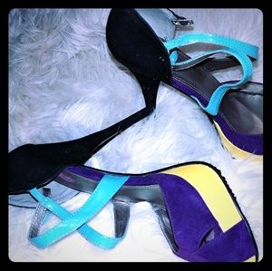 Bold statement colour block platform heels